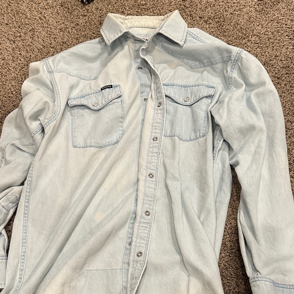 Poncho Light Blue Denim Shirt